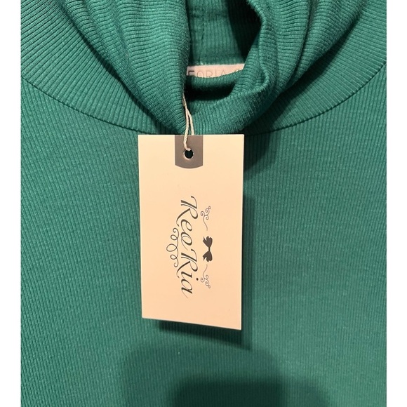 🟣REORIA Double Layer Ribbed Turtleneck Bodysuit Hunter Green– Size 2XL - Picture 5 of 6
